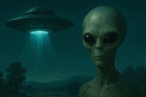 AI generated photo of Alien and UFO