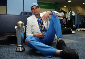 Shubman Gill with the Champions Trophy