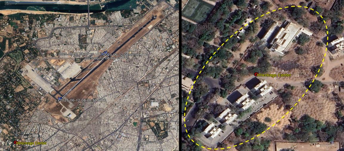 Image of the ground where Air India plane crash happened in Ahmedabad