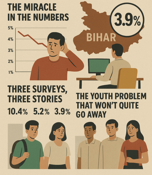 Bihar shows low unemployment rate because figures suggest people aren't looking for jobs (Image: AI generated)
