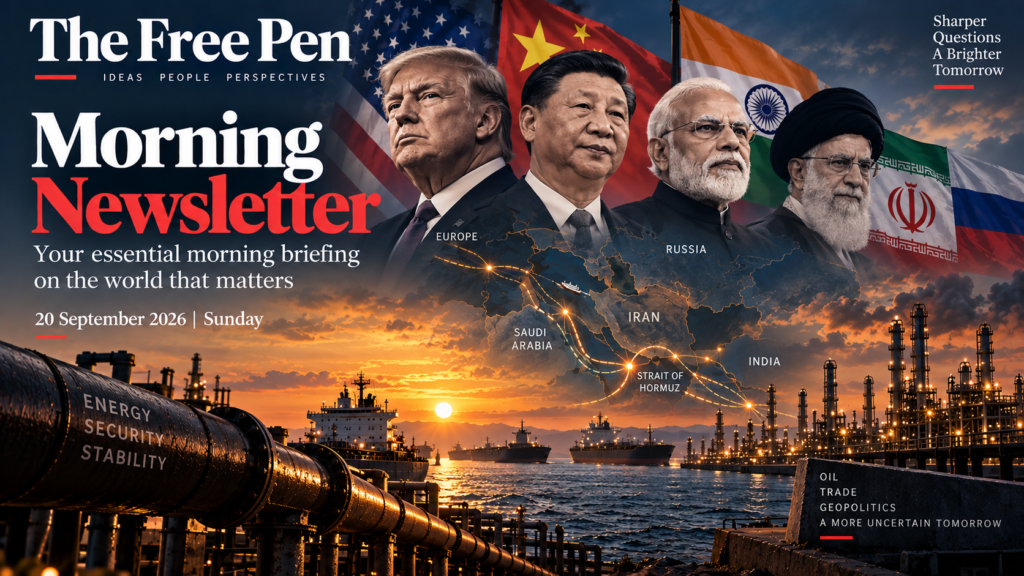 TFP Morning Newsletter covering India's oil dilemma, the Iran war, US Russia sanctions, global energy markets and geopolitics